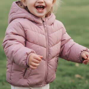 Girl SwissTech Pink Hooded Puffer Jacket Size 12 Months